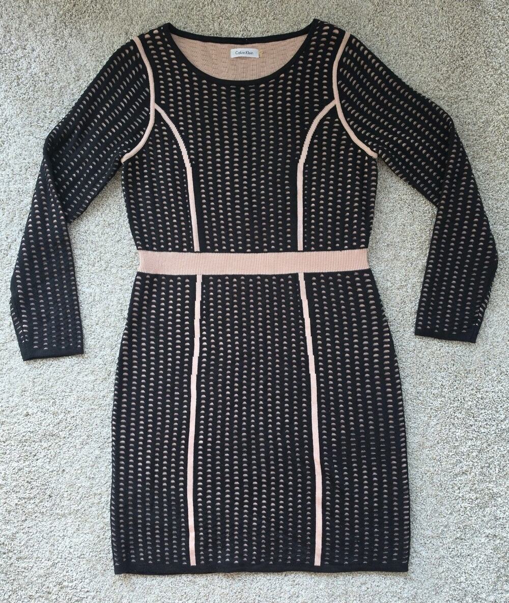 Calivin Klein - Knit Professional Black and Pink Dress Womens Sz Large, L